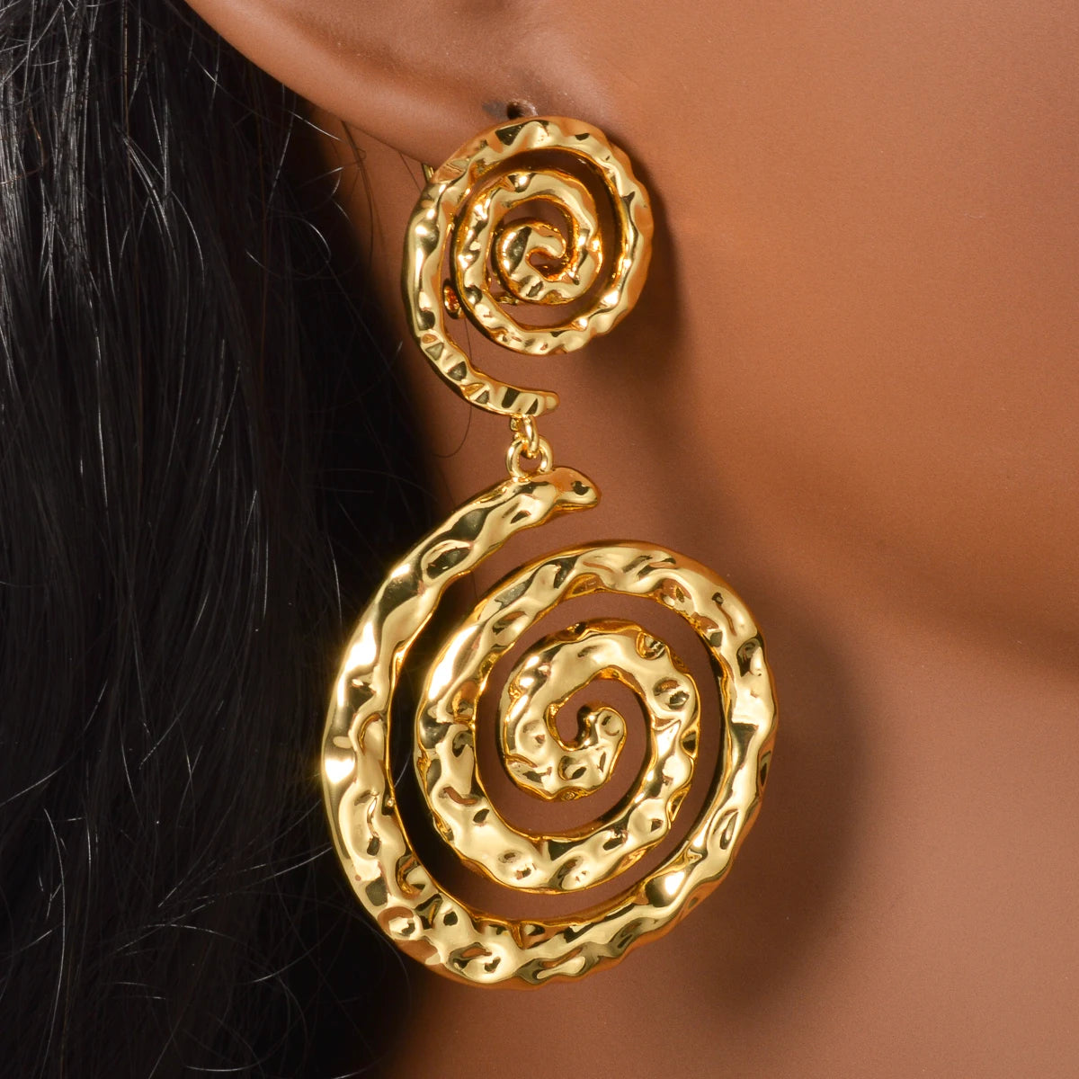 18k Gold-plated Circle Spiral Hoop Earrings Art Copper Drop Earrings Heart-shaped Round Luxury Women Jewelry Accessories Gifts