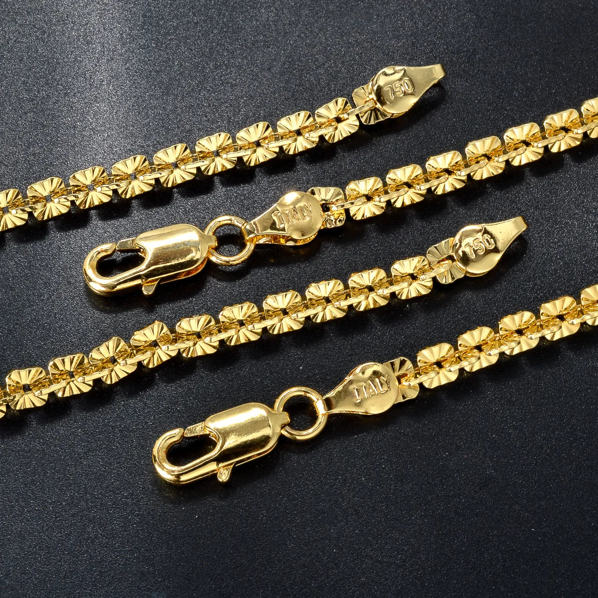 Fashion Gold Plated Links Width 5mm Italian 750 Metal Luxury Men Chain Dubai Necklace Simple jewelry Women gift