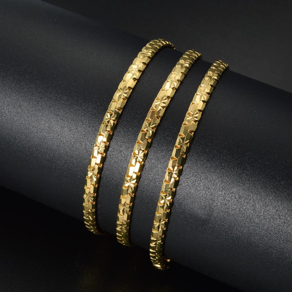 Faceted Cube Box Neck Chain 18K Gold Plated Copper Polished Link Multi Length Jewelry For Birthday Anniversary Holiday Present