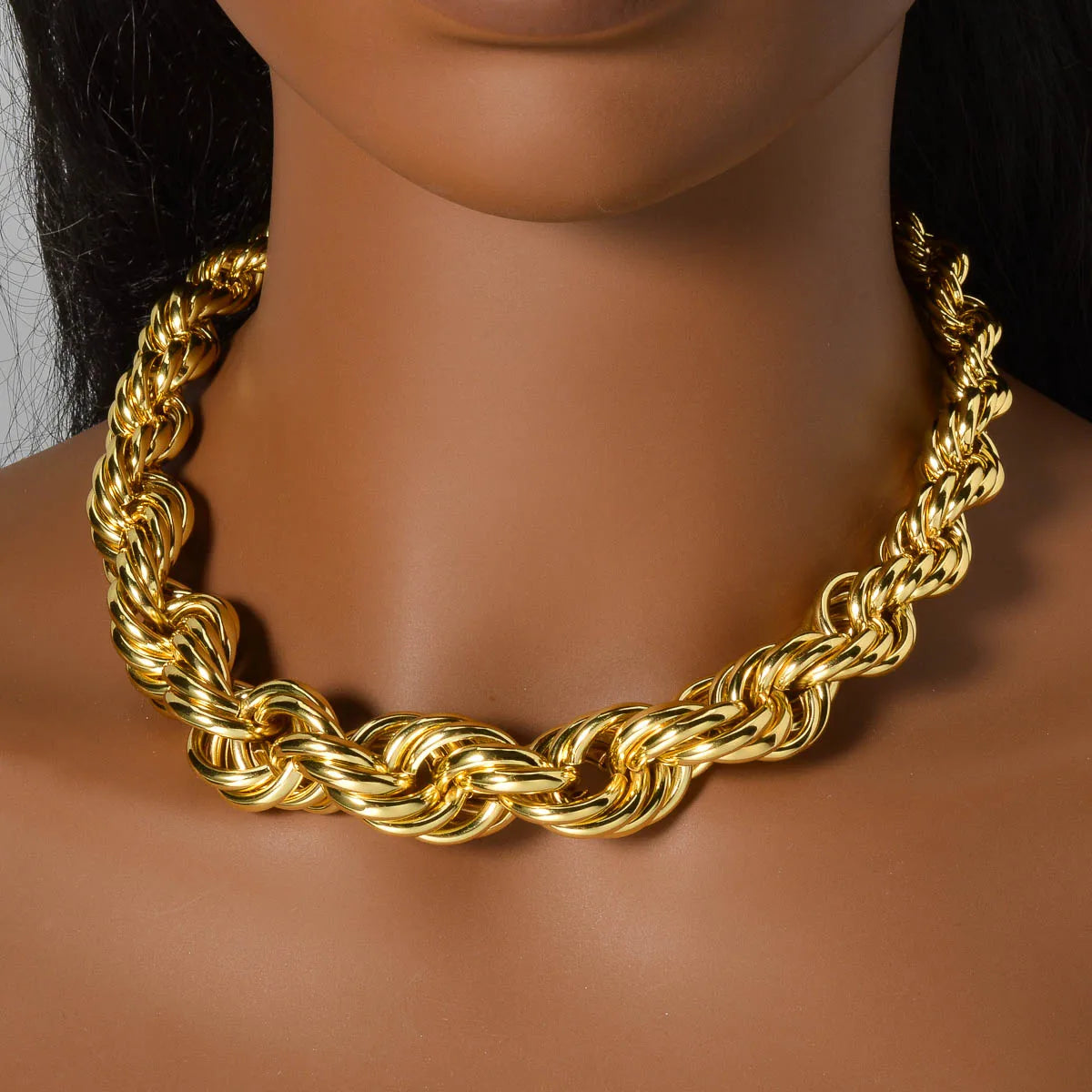 ZEADear Hip Hop Jewelry Set Exaggerated Necklace Thick Bracelet on Hand Punk Earrings Copper Metal Drop Earring
