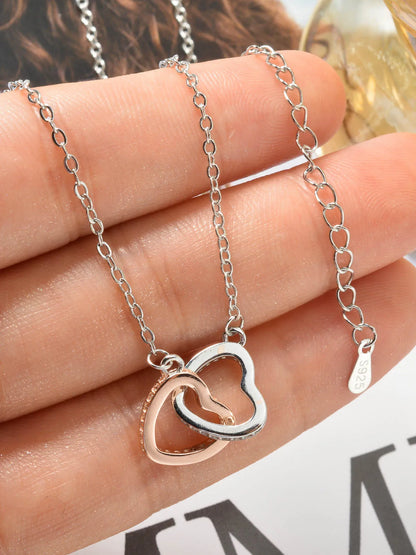 Heart-shaped Pendant Necklace Silver Color Fashionable Jewelry Necklace Neck Chain Couples Daily Wear Accessories Gifts