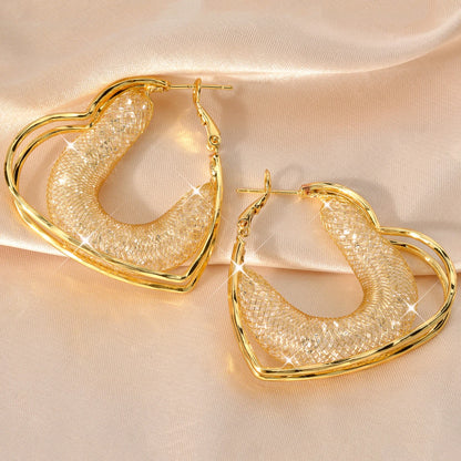 Zeadear Jewelry 1 Pairs Shiny Zircon Earrings For Women 18K Gold Plated Hanging Earring European and American Big Ear  Jewelry