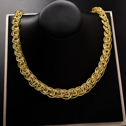 Wide Loop Gold Copper Necklace Large Interwoven Chino Link Chain Necklace Oversized Neck Jewelry Trendy Style New Arrival