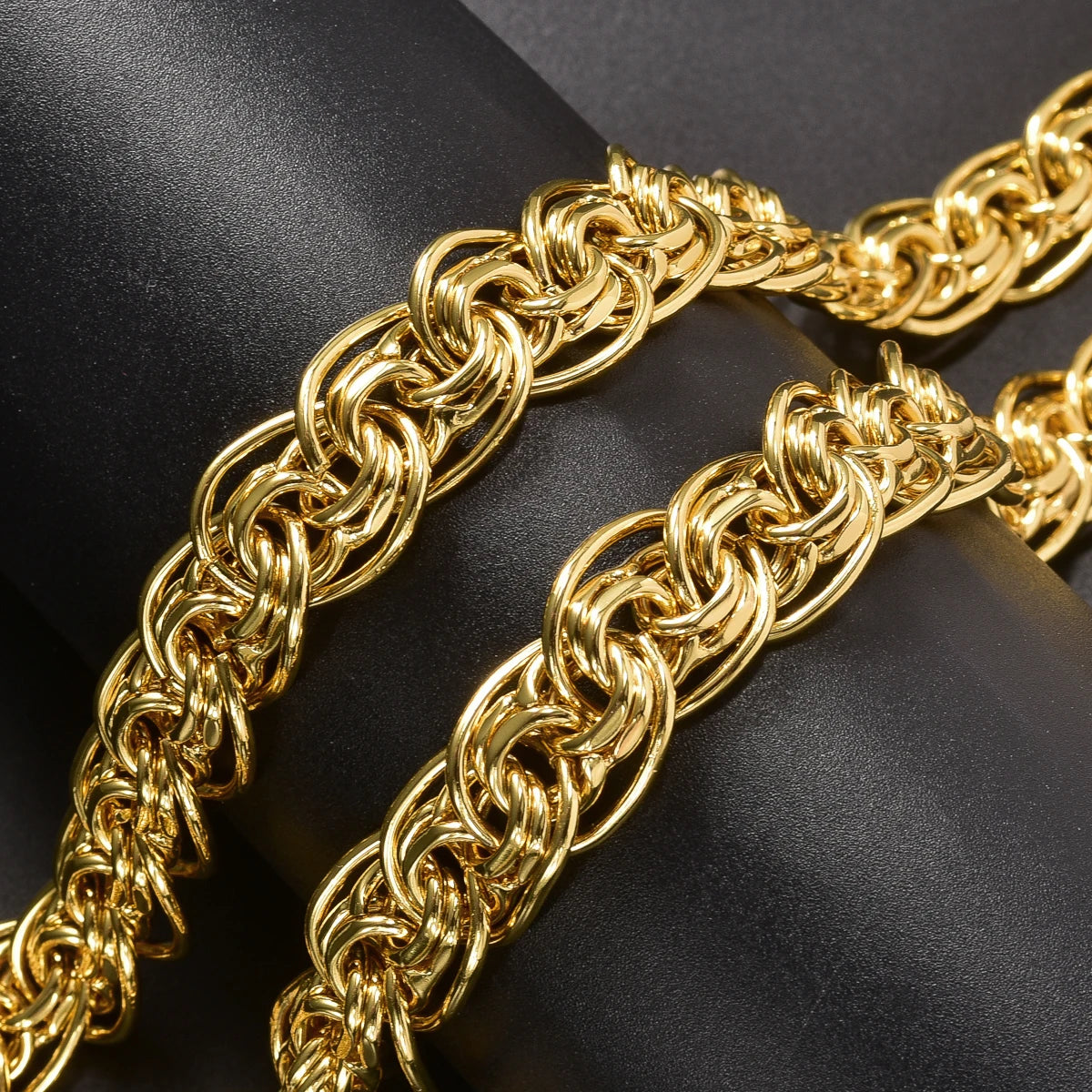 Wide Loop Gold Copper Necklace Large Interwoven Chino Link Chain Necklace Oversized Neck Jewelry Trendy Style New Arrival