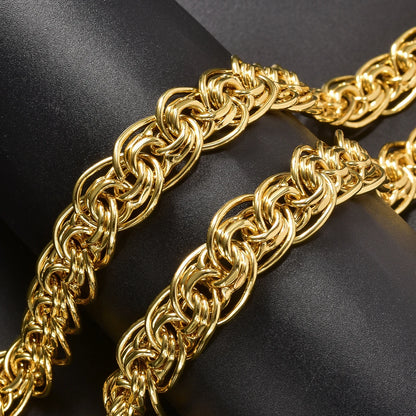 Wide Loop Gold Copper Necklace Large Interwoven Chino Link Chain Necklace Oversized Neck Jewelry Trendy Style New Arrival