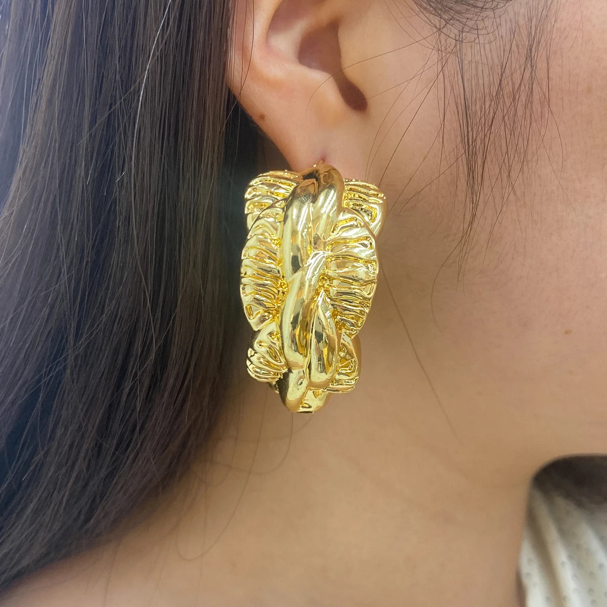 Nigeria Africa Gold Color Hoop Earrings Italian Copper Drop Dangle Earring for Women Large Fashion Party Girls Jewelry Accessory