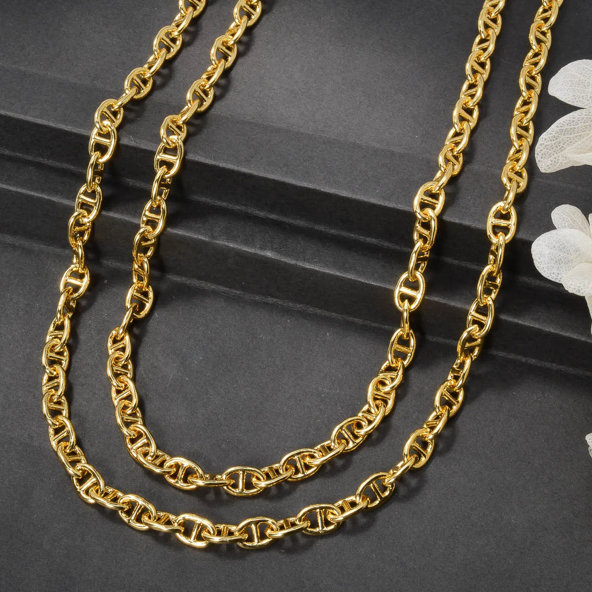 Gold Color Plated Chain Necklace Long Hip Hop for Women Men on The Neck Fashion Jewelry Gift Accessories Choker Valentine