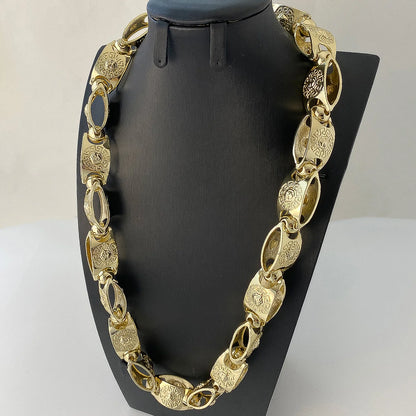Men Heavy Gold Tone Copper Chain Necklace Oversized Link Hip Hop Street Neck Ornament For Daily Dating Club Occasion Gift
