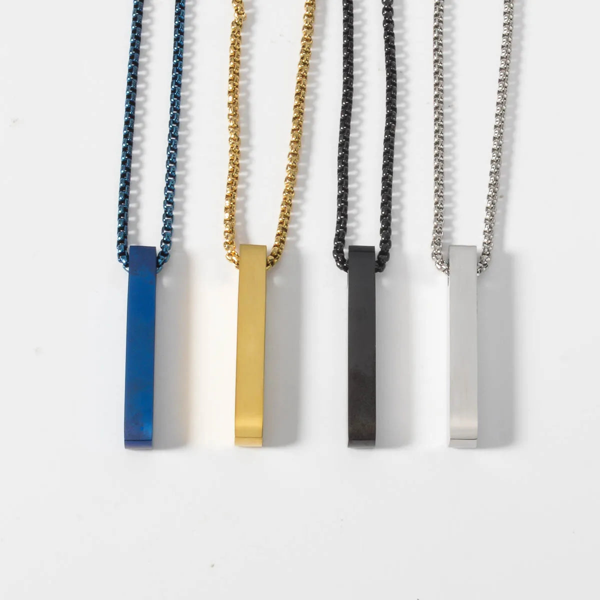Hip-hop Personalized Stainless Steel Necklace Rectangular Pendant Punk-style Neck Chain Simple Cool Jewelry For Friends Gifts