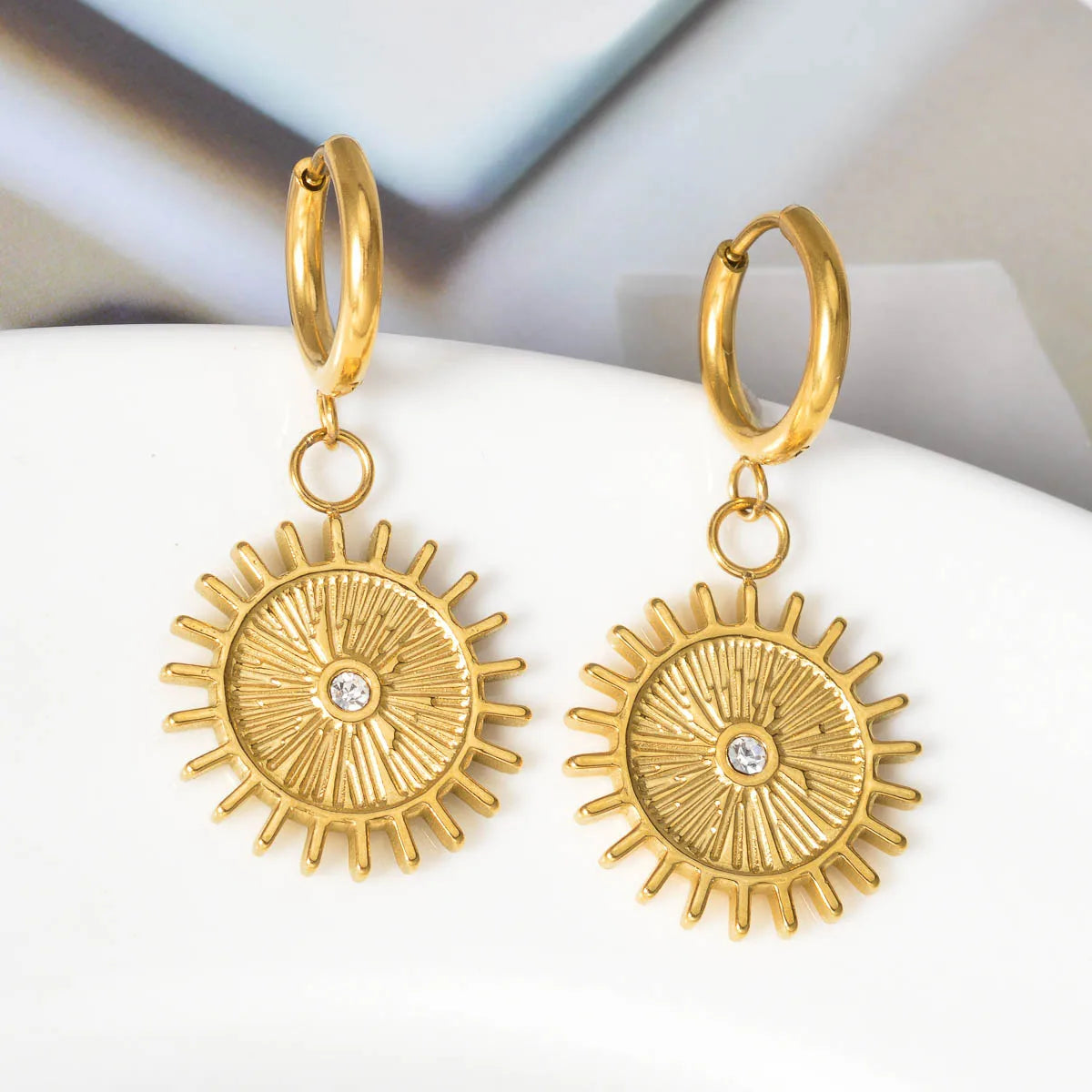 Sun Pendant Drop Earrings Stainless Steel Earrings Women Artistic Wear Display Souvenirs Jewelry Accessories Gifts