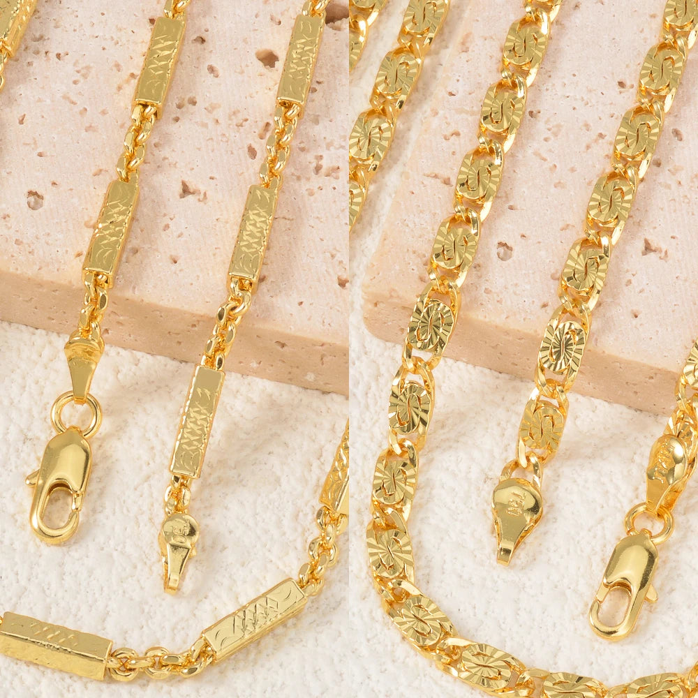 Dubai Copper Necklace 18k Gold-plated Chain Necklace Geometry Jewelry Neck Chain Long Chain Daily Wear For Friends Gifts