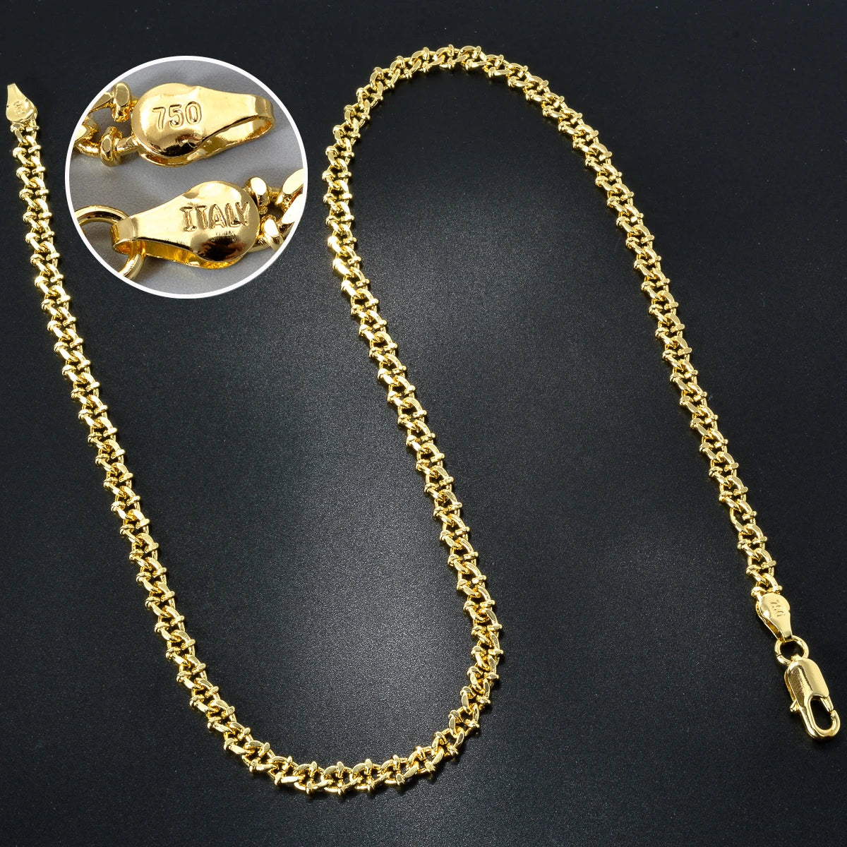 Wholesale Cuban link copper 14k gold plated 45cm 60cm chains for men necklace