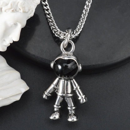 DIY Pendant Necklace Accessories Astronauts Spacewalk Stainless Steel Pendant Moon Stars Jewelry Charm Neck Chain Gifts
