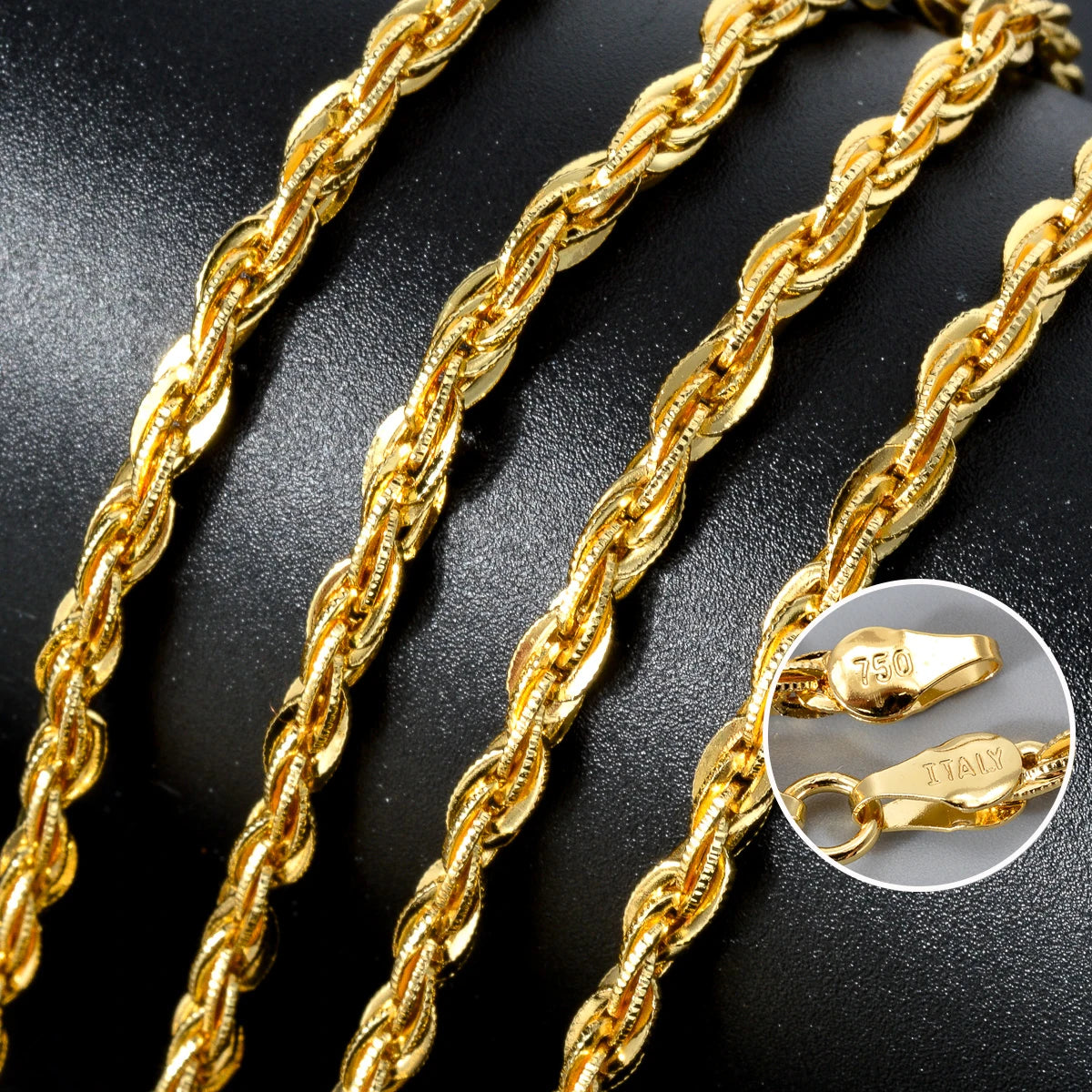 High Quality 18k Gold Plated Italian 750 Luxury metal 60cm Dubai Chain Simple necklace jewelry gift for men and women
