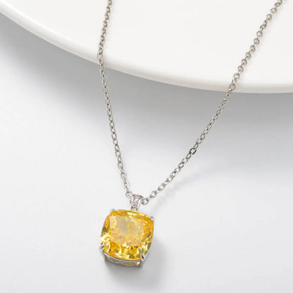 ZEADear Elegant Pendant Gift for Girl Square Shiny Zircon Necklace Copper Metal Chain High Quality Jewelry Neck Charms Women