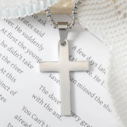 Cross Stainless Steel Necklace Christ Pendant Accessories Necklace Men Women Hip-hop Punk Jewelry Chain Church Club Gifts