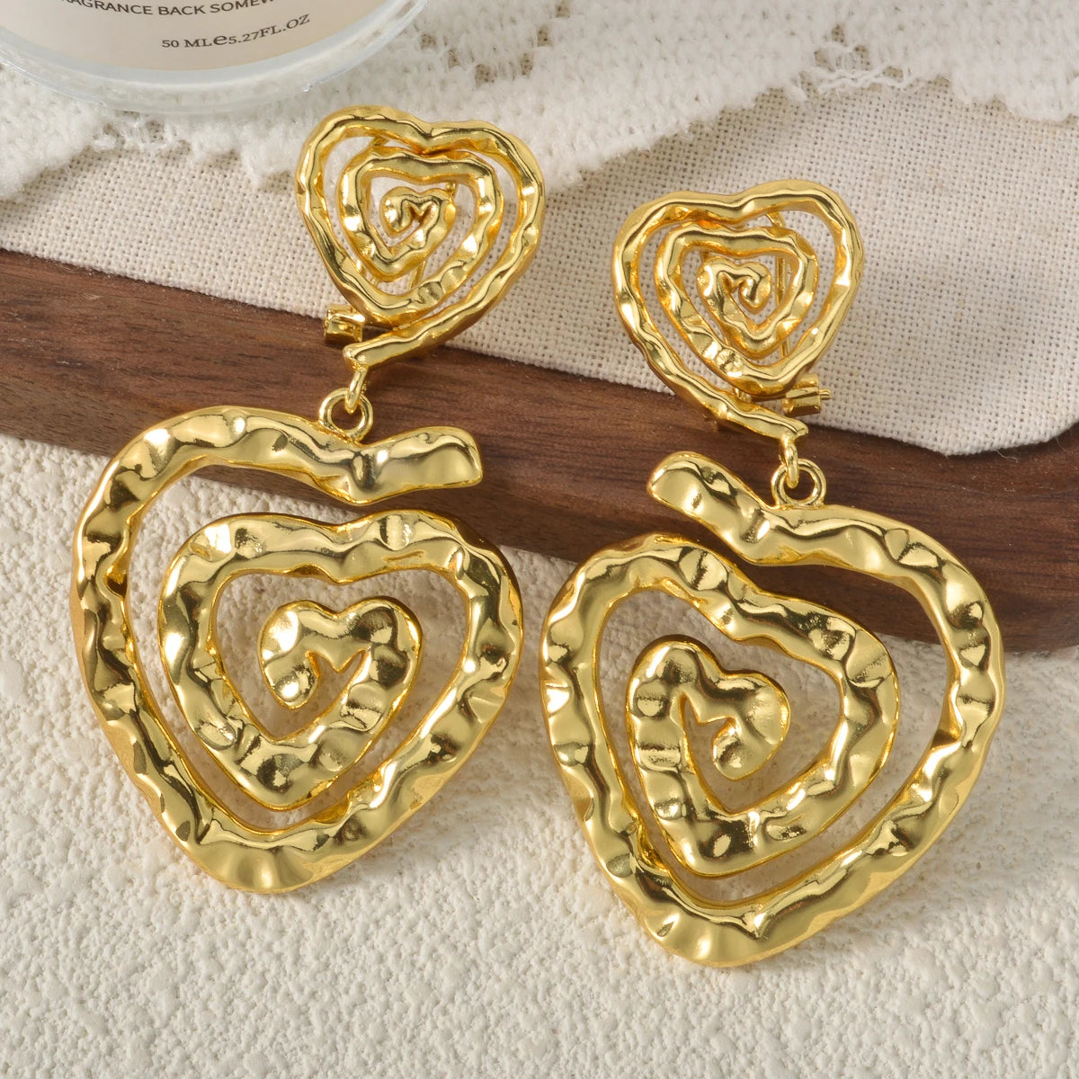 18k Gold-plated Circle Spiral Hoop Earrings Art Copper Drop Earrings Heart-shaped Round Luxury Women Jewelry Accessories Gifts