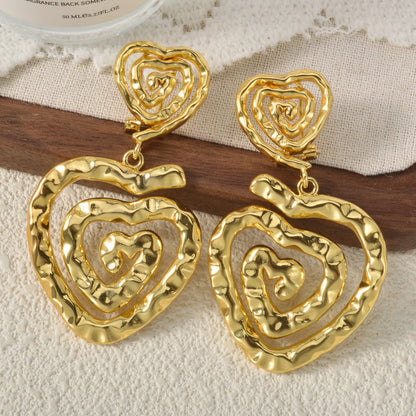 18k Gold-plated Circle Spiral Hoop Earrings Art Copper Drop Earrings Heart-shaped Round Luxury Women Jewelry Accessories Gifts
