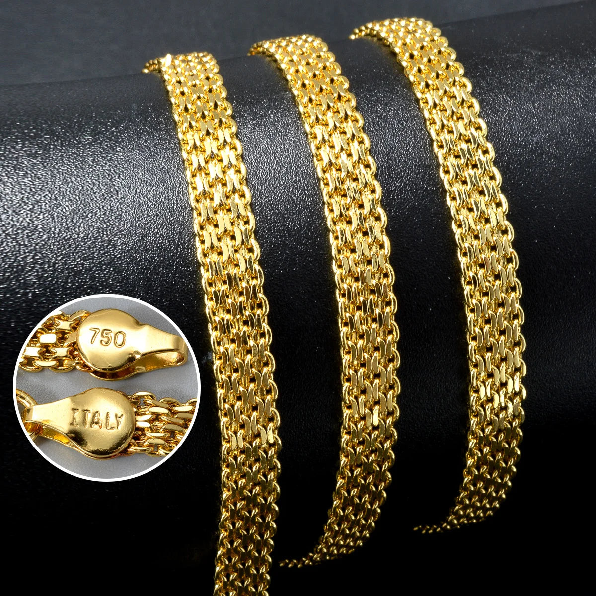 ZEA Dear Simple Hip Hop Necklace 6mm Italian 750 Luxury 18k Gold Plated Metal Large Chain Jewelry for Men Women Birthday Gift