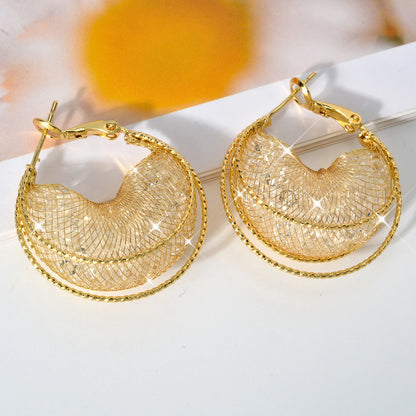 Zeadear Jewelry 1 Pairs Shiny Zircon Earrings For Women 18K Gold Plated Hanging Earring European and American Big Ear  Jewelry