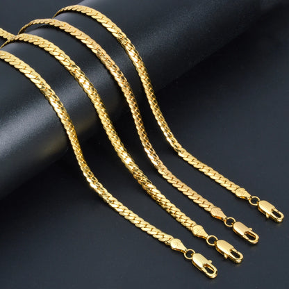 4mm Wide Dubai Chain Necklace For Men Women Copper Cuban Twist Necklace 18K Gold Plated Hiphop Punk DIY Accessaries Party Gift