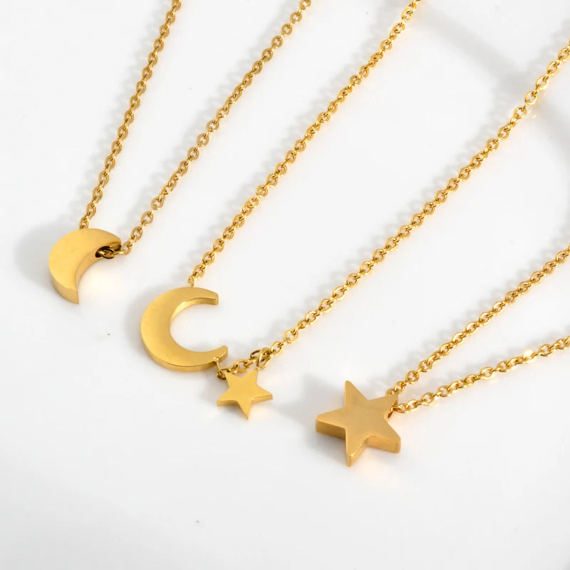 ZEADear Jewelry Charms Necklace Star Moon Pendants Aesthetic Clavicle Chain Necklace Female Simple Jewellery Accessories Gift