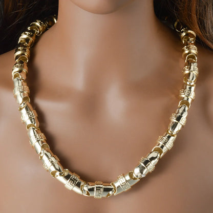 Men Heavy Gold Tone Copper Chain Necklace Oversized Link Hip Hop Street Neck Ornament For Daily Dating Club Occasion Gift