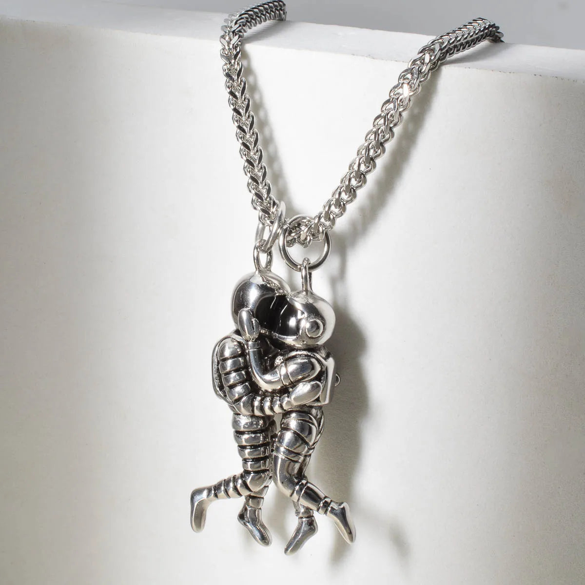 DIY Pendant Necklace Accessories Astronauts Spacewalk Stainless Steel Pendant Moon Stars Jewelry Charm Neck Chain Gifts