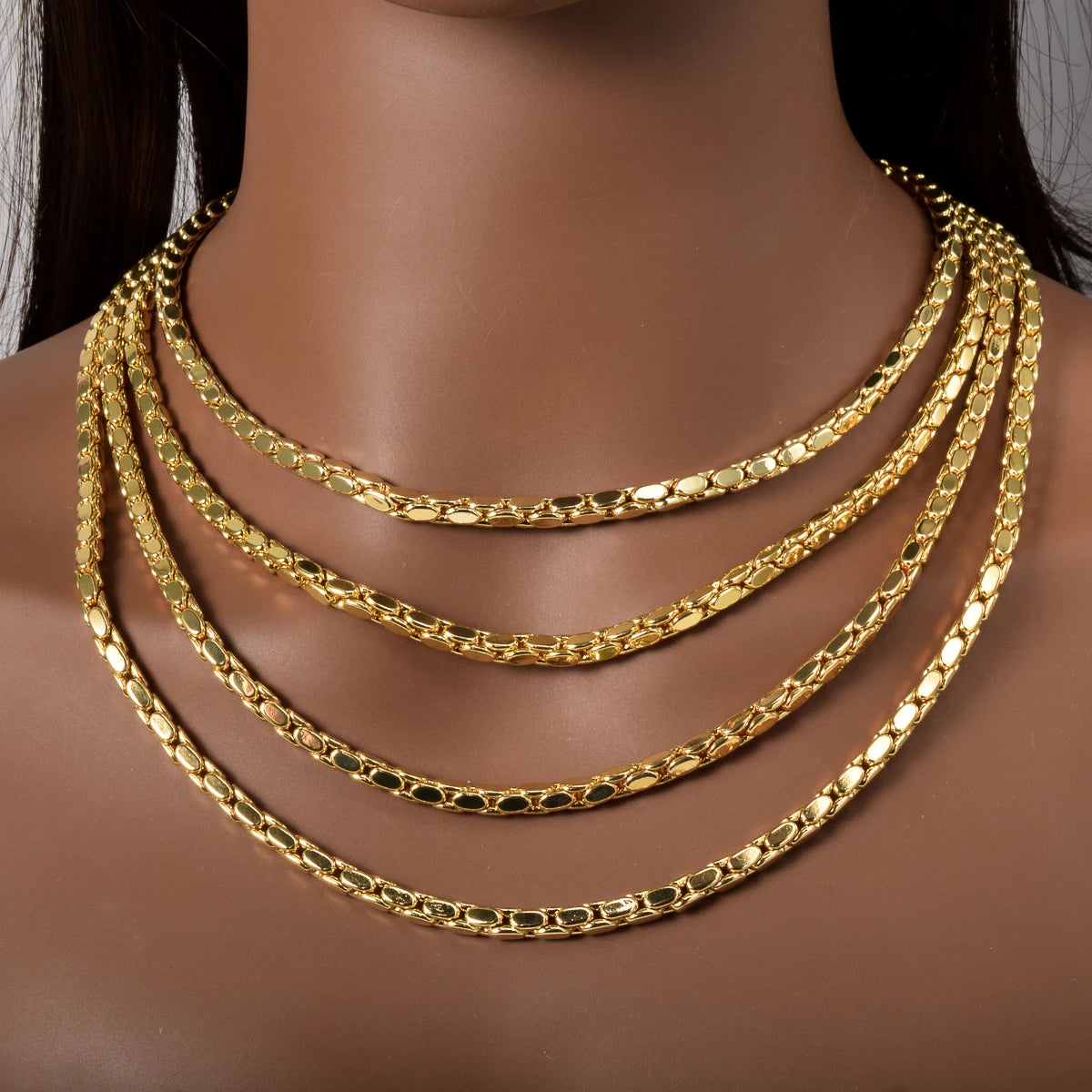 18K Gold Plated Rope Box Chain Necklace Multi Styles Copper Link Unisex Polished Fashion Jewelry Ornament Present Accessory
