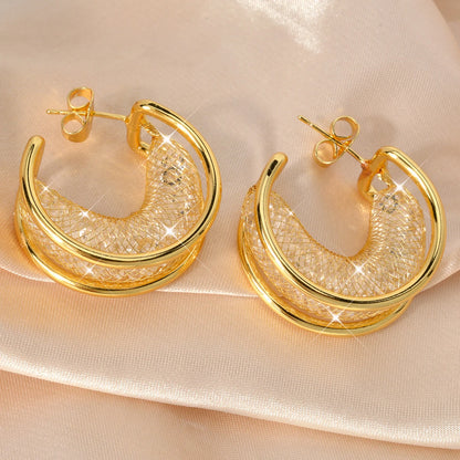 Zeadear Jewelry 1 Pairs Shiny Zircon Earrings For Women 18K Gold Plated Hanging Earring European and American Big Ear  Jewelry