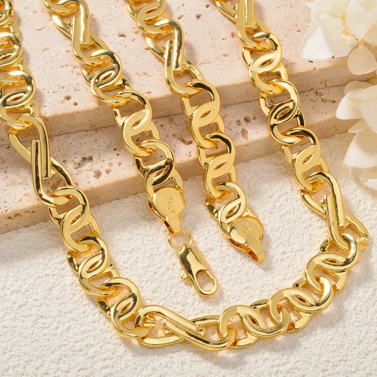 ZEADear Hiphop luxury Italy 750 18k gold plated Copper Link Chain Necklace For Man Jewelry Women Neck Accessories Party Gift