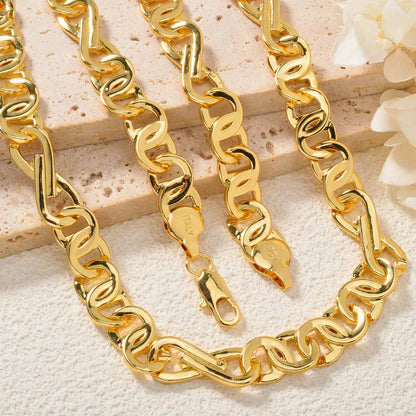 ZEADear Hiphop luxury Italy 750 18k gold plated Copper Link Chain Necklace For Man Jewelry Women Neck Accessories Party Gift