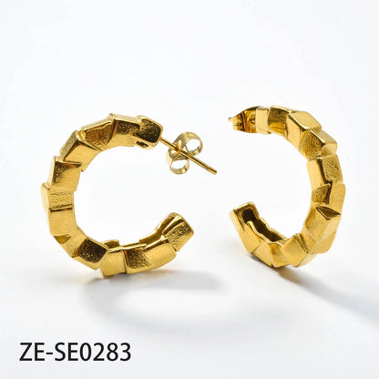 ZEADear Cuban Earrings Unique Accessories Gold Color Jewelry C Shape Earring Stainless Steel Ornaments Birthday Gift