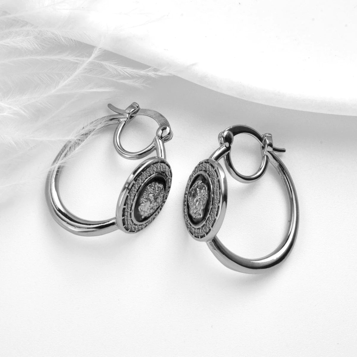 Nigeria Africa 18K Gold Color Hoop Earrings Golden Silvery Black Enamel Earring Italian Dubai Wedding Women Men Jewelry Gift