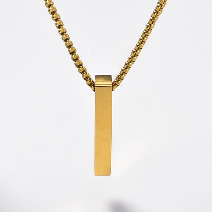 Hip-hop Personalized Stainless Steel Necklace Rectangular Pendant Punk-style Neck Chain Simple Cool Jewelry For Friends Gifts