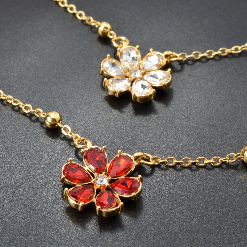 ZEADear Jewelry Flower Zircon Necklace Double Layer Clavicle Beads Chain Multi-Layer Pendant Necklace Lady Charm Jewellery Gift