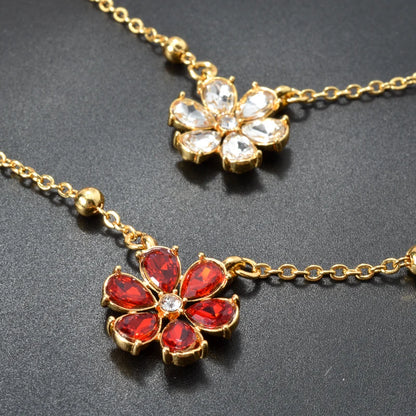 ZEADear Jewelry Flower Zircon Necklace Double Layer Clavicle Beads Chain Multi-Layer Pendant Necklace Lady Charm Jewellery Gift