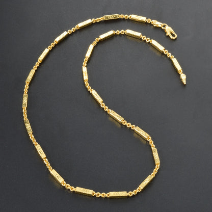 Women's Daily Wear 18K Gold Plated Textured Bead Link Chain Necklace New Fashion Jewelry Accessory for Birthday Holiday Gifts