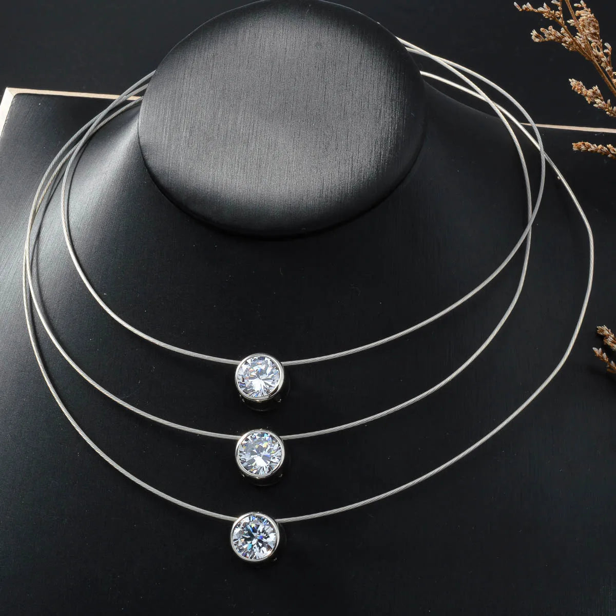 Elegant Necklace Female Luxury Big Zircon Pendant Bridal Wedding Jewelry Italian Cuban Engagement Anniversary Romantic Charm