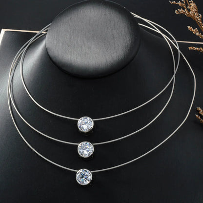 Elegant Necklace Female Luxury Big Zircon Pendant Bridal Wedding Jewelry Italian Cuban Engagement Anniversary Romantic Charm