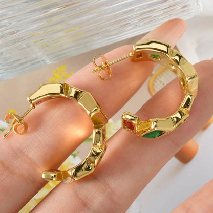Colorful Zircon Earrings With Stainless Steel Ear Studs - Shining Jewelry Accessories Fashion Artistic Earrings Women Gifts