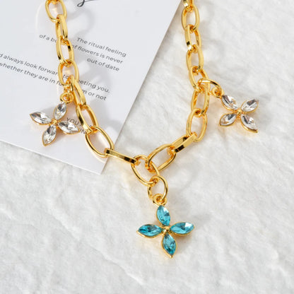 ZEADear Jewelry Butterfly Charm Zircon Necklace Four Leaf Clover Clavicle Link Chain Pendant Necklace Lady Party Wedding Gift