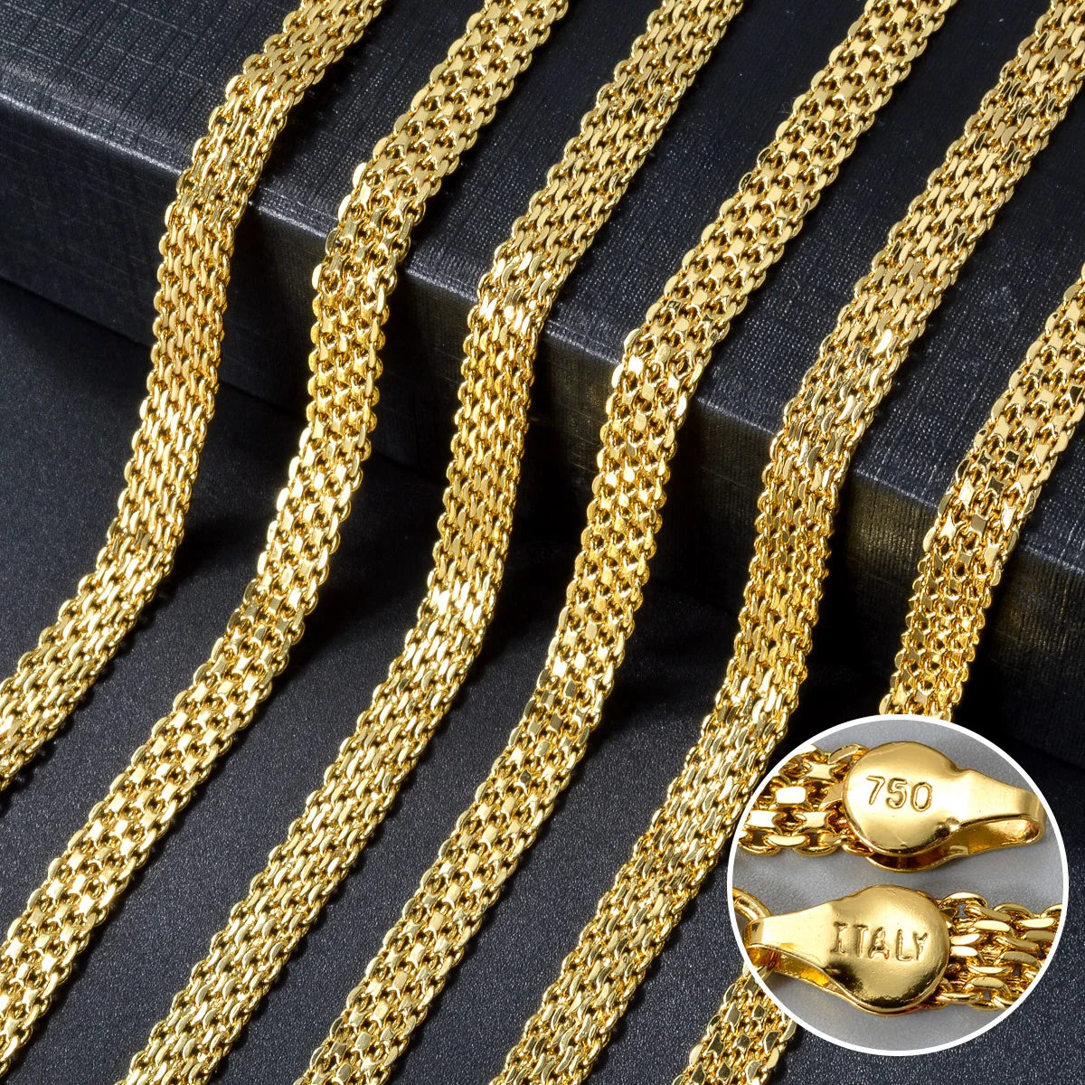 ZEA Dear Simple Hip Hop Necklace 6mm Italian 750 Luxury 18k Gold Plated Metal Large Chain Jewelry for Men Women Birthday Gift