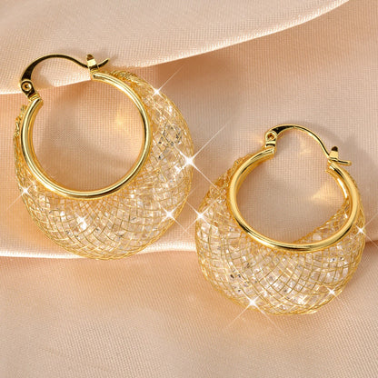Zeadear Jewelry 1 Pairs Shiny Zircon Earrings For Women 18K Gold Plated Hanging Earring European and American Big Ear  Jewelry