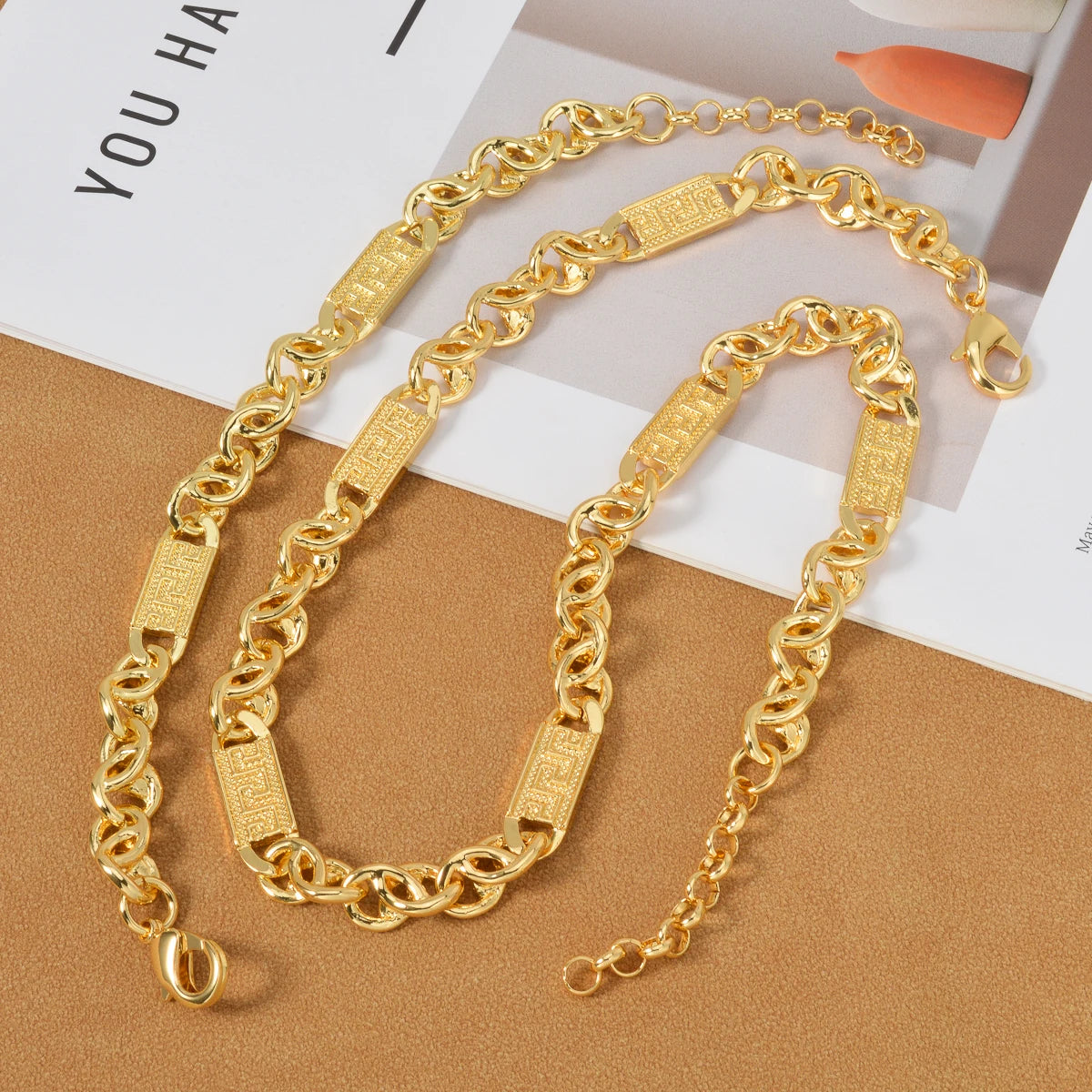 Star Necklace Chain Set 18K Gold Plated 2 Pcs Necklaces Bracelets Set Dubai Jewelry Accessories Hip-hop Style Outfits Gifts