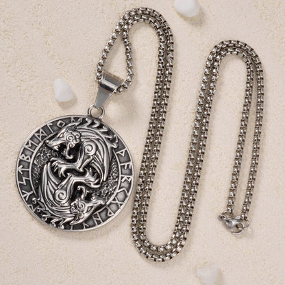 Wolf Animal Pendant Necklace Skeleton Halloween Gift Amulet Pendant Stainless Steel Jewelry Necklace Wearing Festivals Souvenir
