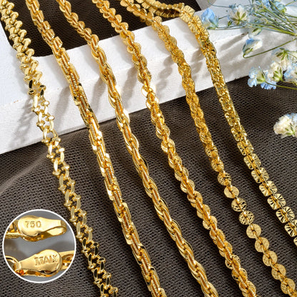 Fashion luxury Italy 750 18k gold plated Copper Link Chain Necklace For Women