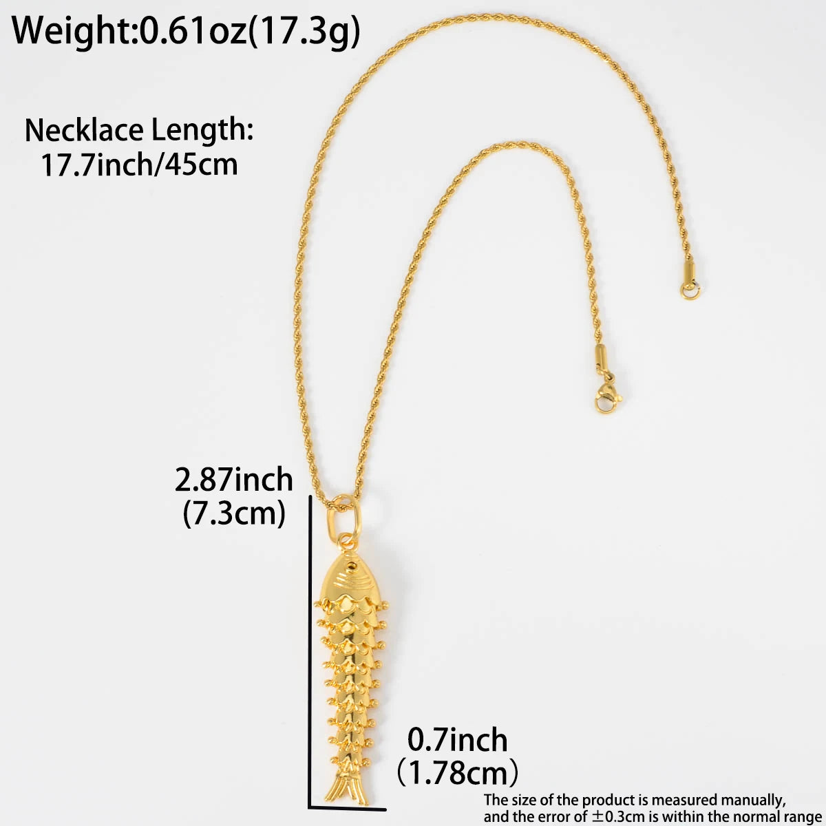 Cute Golden Lucky Fish Pendant Necklace 18k Gold-plated Fashionable Holiday Gift Jewelry Accessory Men Women Pendant Necklace