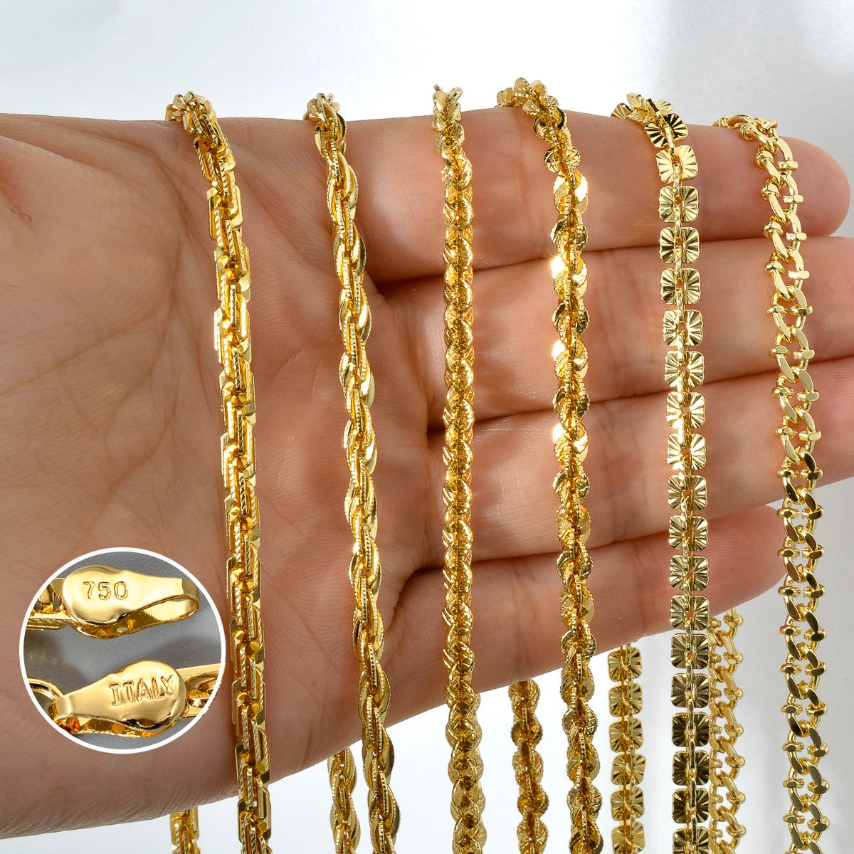 Fashion luxury Italy 750 18k gold plated Copper Link Chain Necklace For Women