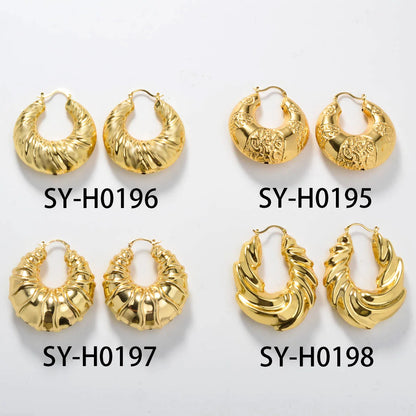 ZEA Dear Dubai Big Earrings For Women 18k Gold Plated Hollow Chunky Statement Hoop Turkey Jewelry Female Party Gift Accessories